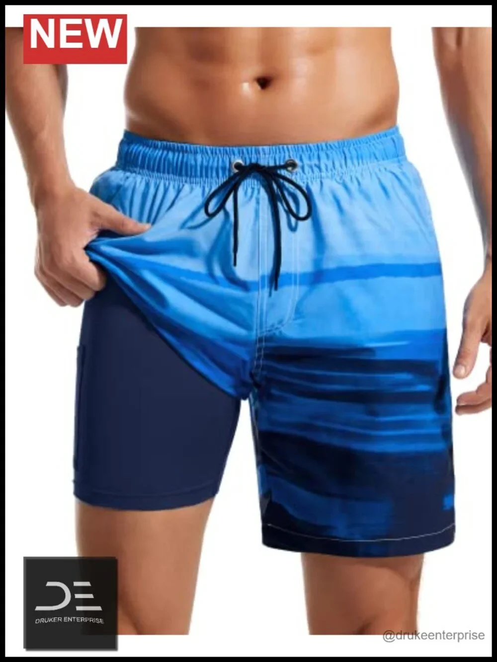 Men's Quick Dry Swim Trunks Compression Liner 2 in 1 Swimsuit